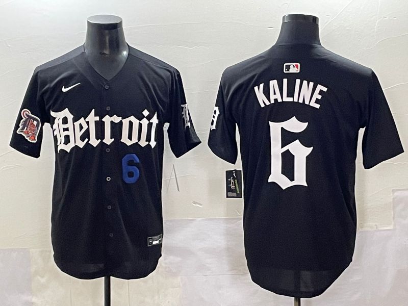 Men 2025 Detroit Tigers #6 Kaline Black Five generations Joint Name Nike MLB Jersey style 6